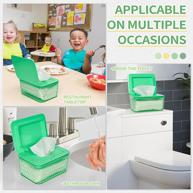 Whiidoom Wipes Dispenser, One-Handed Operation Wipe Holder for Baby & Adult, Seal-Designed Wipes Container for Bathroom Keep Diaper Wipes Fresh (Mint Green)