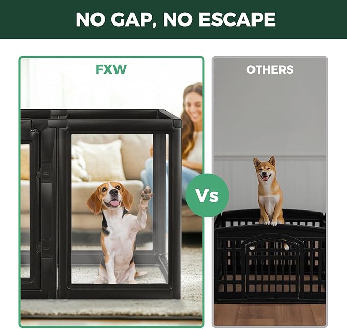 FXW AuraSpace Acrylic Indoor Dog Playpen for Medium Dogs, 35 Inch, 16 Panels, Black