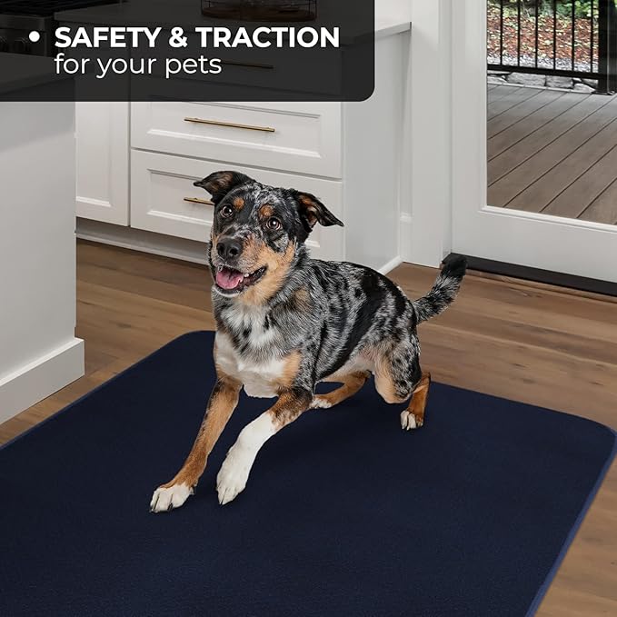 House, Home and More Skid-Resistant Carpet Indoor Area Rug Floor Mat - Navy Blue - 3 Ft X 5 Ft - Non Slip Rubber Backing, Stain Resistant, Dog Friendly, Living Room Bedroom Kitchen Entryway