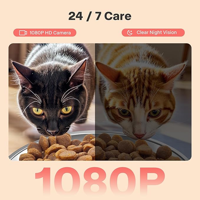 Automatic Cat Feeder, 7L/29 Cups Automatic Dog Feeder, Mubbi Dog Food Dispenser, 1-6 Meals Ideal for Multiple Pets (White, Camera-7L)