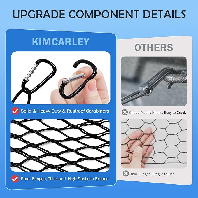 Envelope Style Cargo Net for 2018-2025 2026 Chevy Traverse Accessories, Rear Trunk SUV Mesh Cargo Net, Upgraded 5mm Bungee & Double-Layer Nylon Storage Tailgate Netting Grocery&Tools Holder Organizer