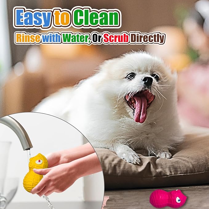 HOLYSTEED Squeaky Dog Toys for Small Dogs- Natural Latex Squeaky Dog Balls for Puppies & Mini Dogs | Soft, Safe & Interactive, Chew Toys Peanut | Indoor & Outdoor Fetch Play