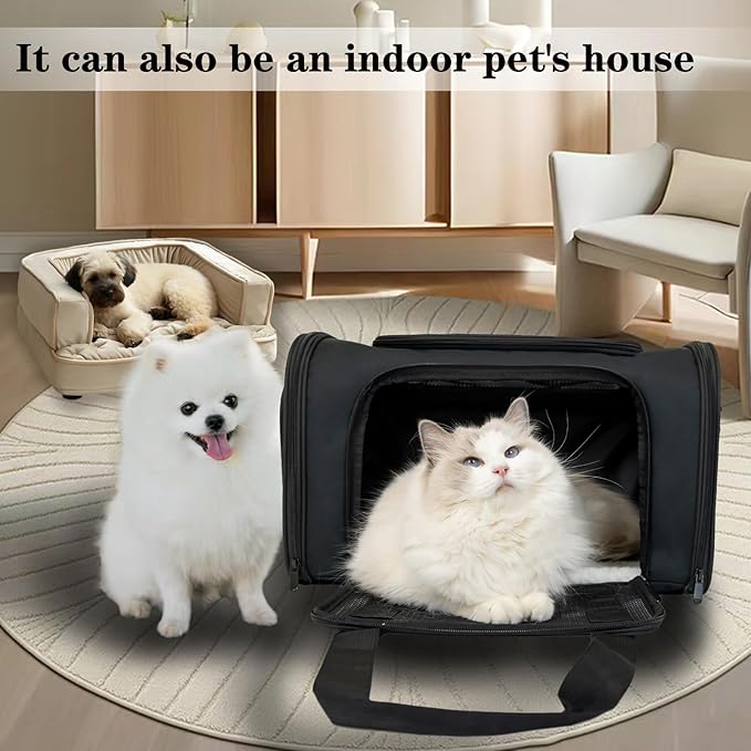 Top tasta Dog Cat Carrier Pet Carriers for Small Medium Large Cats Dogs Carrier Soft Sided Small Puppy Dog Carrier Portable Foldable Airline Approved Dog Cat Travel Carrier Black Medium