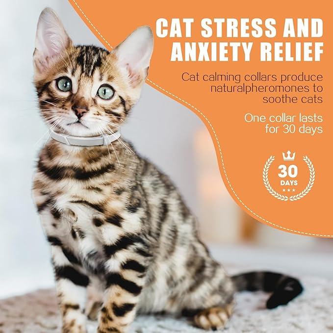 6 Pack Calming Collar for Cats, Adjustable Pheromones Cat Diffuser Pet Diffuser Anxiety Relief for Pet, 60 Day Long-Term Effect