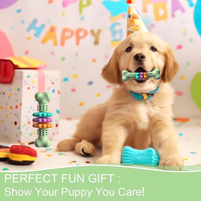 Puppy Teething Toy, Indestructible Dog Chew Toys for Aggressive Chewers, Interactive Bone Dog Toy for Small & Medium Breeds, Tough Puppy Toys to Keep Them Busy and Clean Teeth