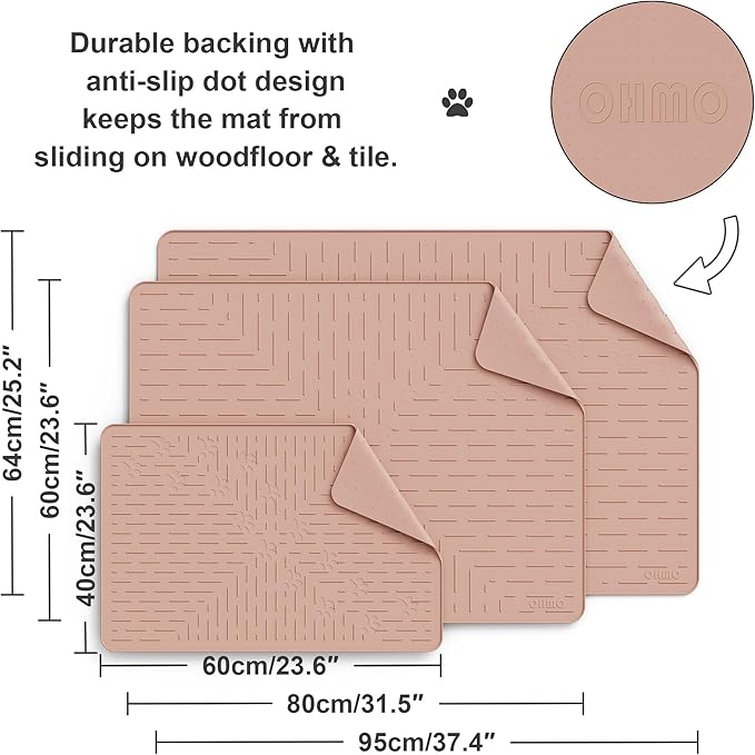 OHMO Cat Litter Mat XXL Trapping Mat Premium Silicone Rubber 37.5x25.2 Coral, Waterproof and BPA Free Kitty Litter Box Mat, Easy to Clean and Keeps The Floor Tidy