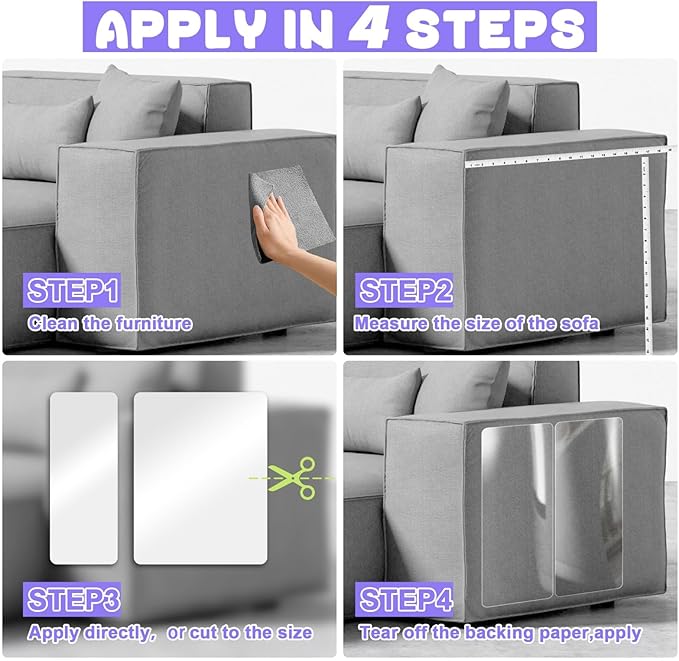 Large Cat Scratch Furniture Protector, 18 Pcs Clear Anti Cat Scratch Protector, Self-Adhesive Furniture Cat Scratch Protector, 17in