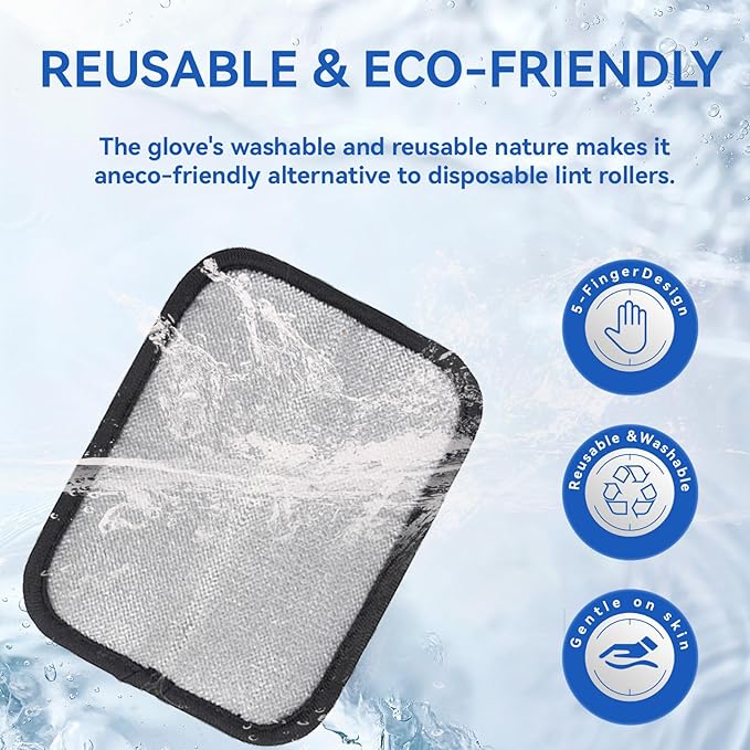Pet Hair Removal Gloves, Reusable with Electrostatic Pet Hair Remover for Cats & Dogs' Fall & Winter Shedding, Hair Removal Suitable for Clothes, Carpets, Sofas, Furniture-2 Pcs