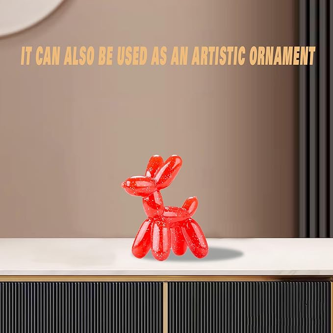 Durable Dog Chew Toy – Balloon Dog Shape, 4.72” for Small & Medium Dogs, Tough Plastic, Interactive Chew Toy for Boredom & Dental Health(Red)