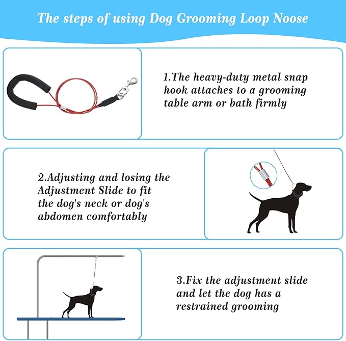 4 Pcs Pet Grooming Loops and Supplies - Dog Belly Loop Restraint No Sit Haunch Holder for Arm and Table, Sturdy Noose Loop for Small Medium Large Dogs