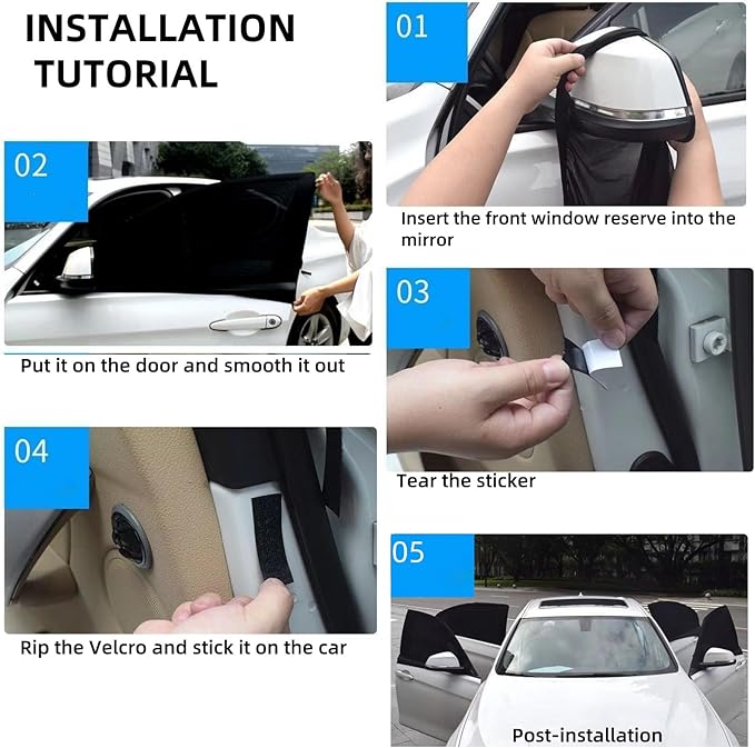 Cars Window Shades–4Pcs Breathable Mesh Sun Shade for Back & Side Windows, UV Protection for Baby, Family & Pets, Privacy Screen, Bug & Mosquito Blocker for SUV & Car, Ideal for Camping (SUV 24"x39")