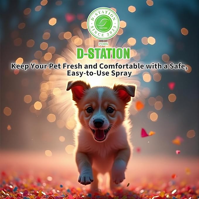 D-STATION PDRN Fresh Guard Spray Odor Neutralizer - Anti-Static, Deodorizing, Enhances Hydration, Itch Relief, Skin and Coat Nourishment, Low-Irritation, Suitable for Dogs and Cats. 6.76 Oz
