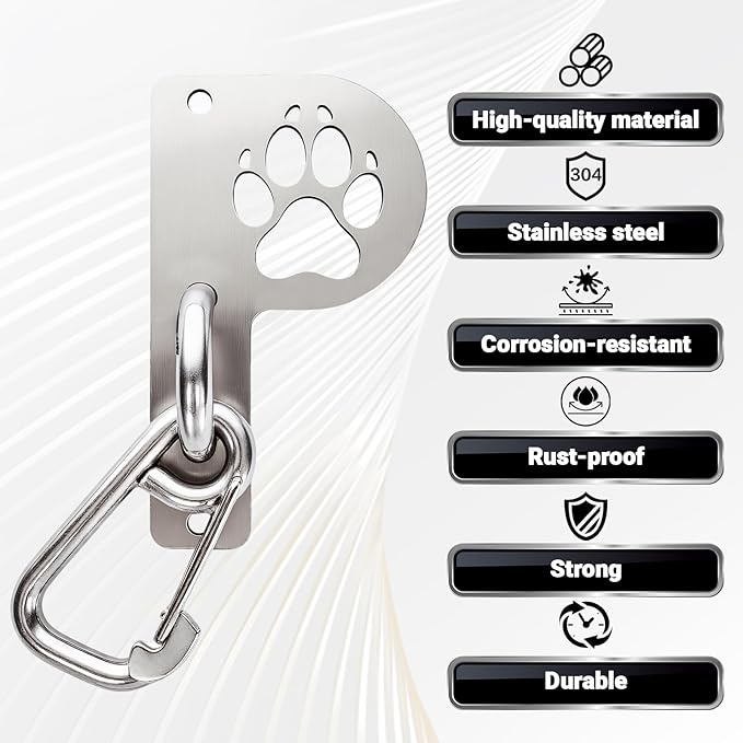 Medoparts Heavy Duty Dog Leash Wall Hook, Secure Leash Parking - Stainless Steel Pet Leash Holder for Large Dogs, P-Shaped Dog Leash Holder for Indoor/Outdoor Use, Patio,Commercial Locations