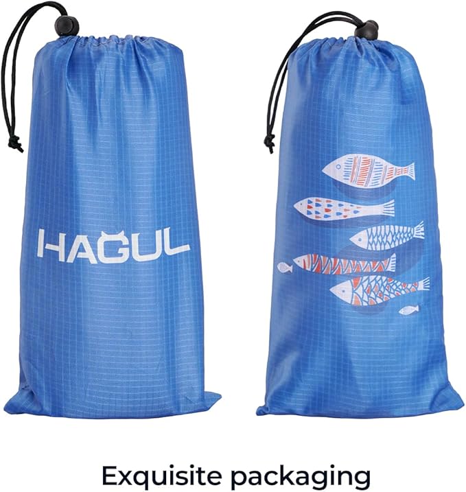Blue Fish Beach Mat 75"x75" – Outdoor Picnic Blanket, Waterproof Sand Mat for Camping, Grass & Travel, Portable Foldable Ground Mat with Bag