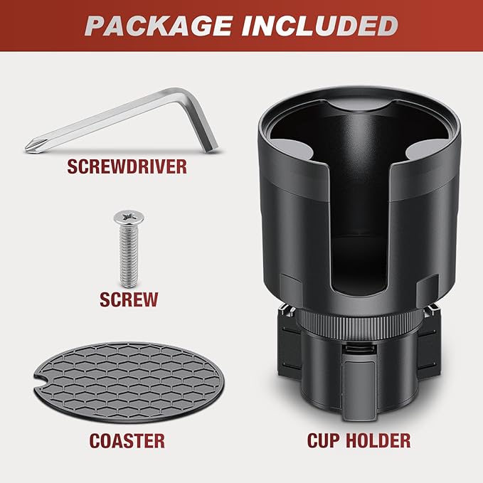 Frokom Cup Holder Expander for Car,Upgraded Car Cup Holder Expander Adapter with Offset Adjustable Base, Fit Most Large Bottles and Mugs-Yeti Ramblers 14/24/36/46oz, Hydro Flasks 32/40oz