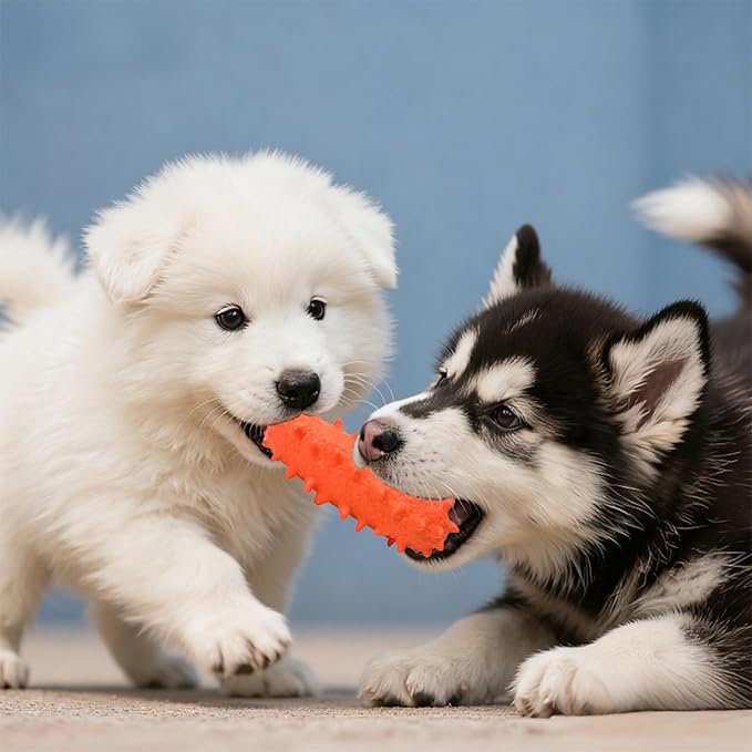 2 Pack Chew Toys for Puppies & Dogs, Dog Chew Toys to Keep Them Busy, Durable Puppy Teething Chew Toys, Tough Puppy Toothbrush Clean Teeth Interactive Toys for Small Medium Breed (Orange)