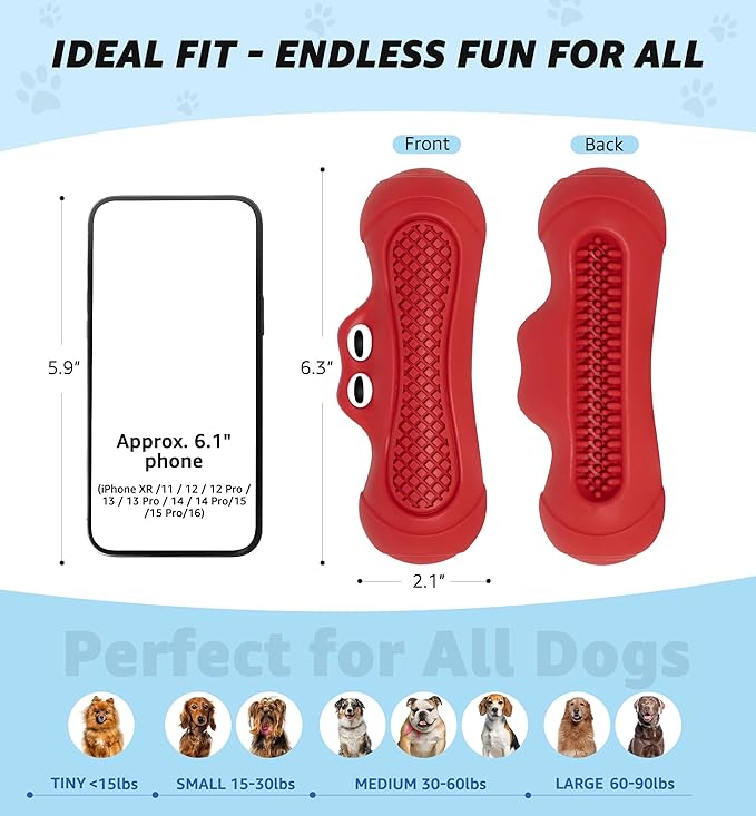IPTPAS Durable Dog Chew Toy for Aggressive Chewers, Tough Natural Rubber Squeaky Dog Toy with Irresistible Beef Flavor, Dental Care, Teeth Cleaning & Boredom Relief for Medium & Large Dogs (Red)