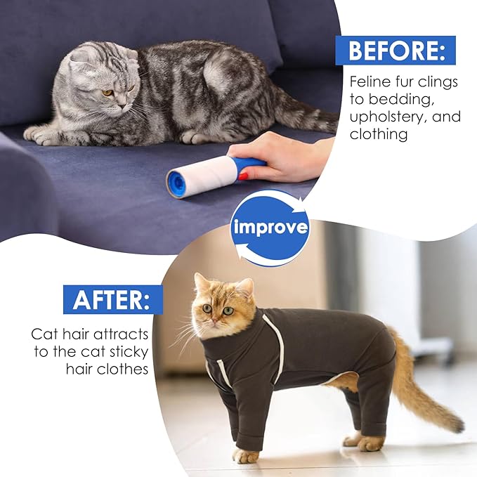 Sticky Hair Cat Clothes - Coffee M Onesie for Sphynx Cats, Soft Pajamas, Prevents Lost Hair