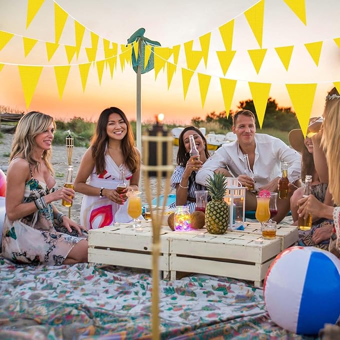 Tatuo 820 ft 500 Pcs Pennant Banner Flag String Hanging Triangle Bunting Flag for Carnival Party Outdoor Events Birthday Classroom Decoration(Yellow)
