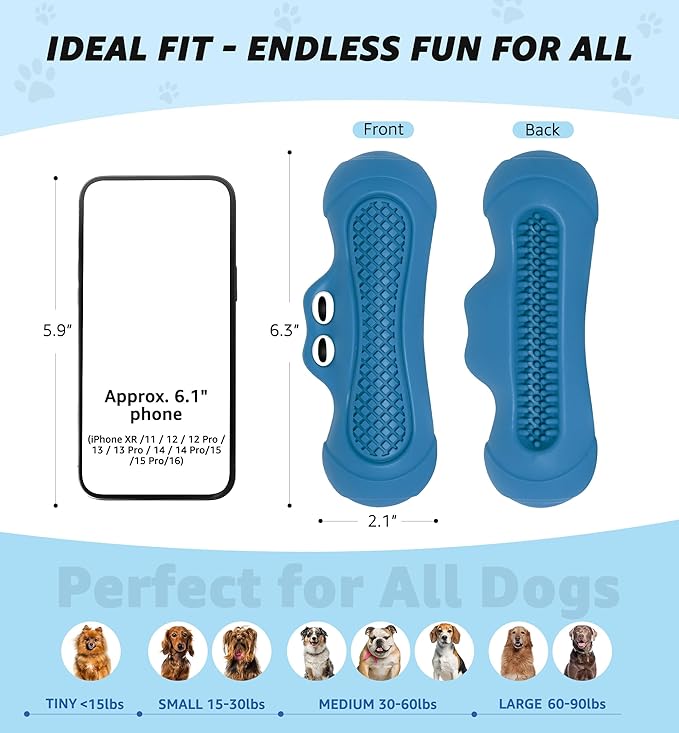IPTPAS Durable Dog Chew Toy for Aggressive Chewers, Tough Natural Rubber Squeaky Dog Toy with Irresistible Beef Flavor, Dental Care, Teeth Cleaning & Boredom Relief for Medium & Large Dogs (Blue)