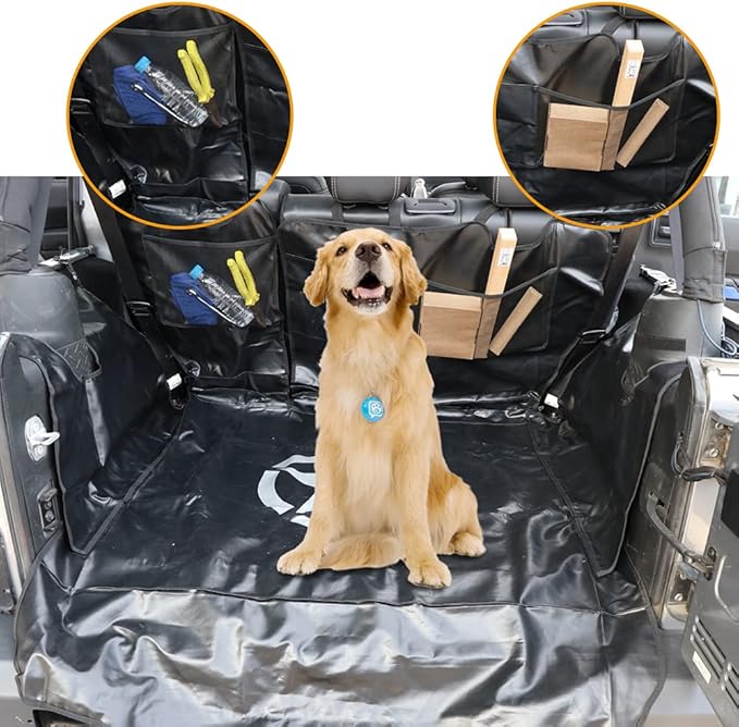 Dog Trunk Liner for Jeep - Heavy Duty Waterproof Oxford Cargo Protector for 2007-2025 Wrangler JK JL 4-Door, Nonslip Washable Pet Seat Cover & Anti-Scratch Liner (Star)