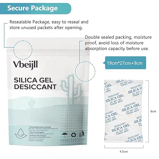 5 Gram (100 Pack) Color-Indicating Silica Gel Packets, Premium Food Grade Desiccant - Rechargeable Moisture Absorbers for Food Storage, Electronics, 3D Filament & Safes