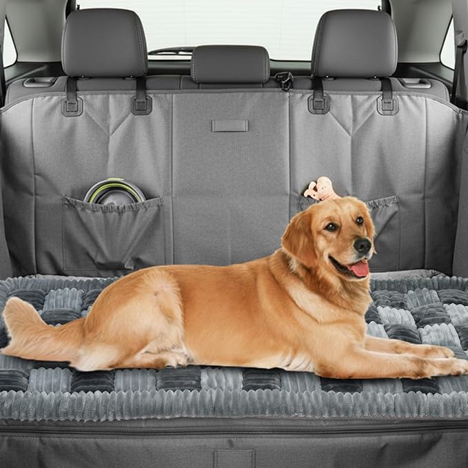 AiQInu Dog Bed for Car Back Seat - Non-Slip, Washable Dog Mat for Car, Plush Soft Comfort Dog Car Seat Cover for Back Seat Extenders, Suitable for Car, Truck, and SUV (25.2" x 50.4")