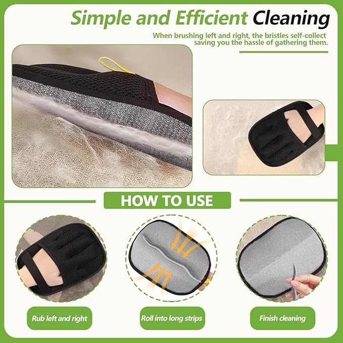 3 Packs Pet Hair Remover Gloves for Dogs and Cats, Pet Hair Removal Glove for Furniture, Car Interiors, Bedding & Clothing