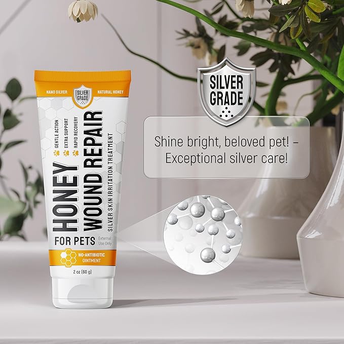 Cat Wound Care Gel for Scratches, Bites, & Irritations – Hot Spot Treatment for Cats & Kittens – Honey Wound Repair Ointment in Gel Form with Colloidal Silver & Honey for Topical Use – 2 Oz Tube