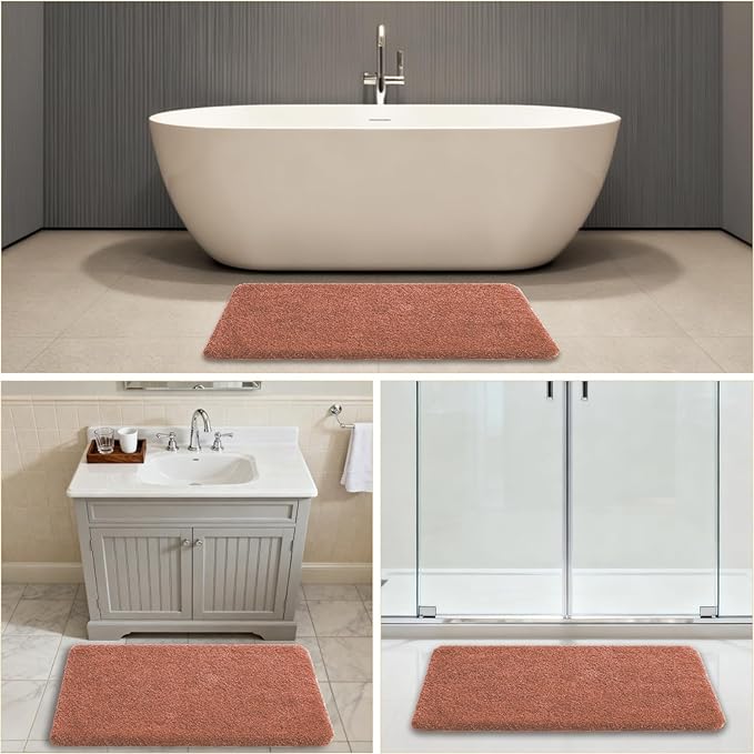 Rust Bathroom Rugs 24"x40" – Large Plush Microfiber Bath Mat, Soft Non Slip Floor Mat, Absorbent and Washable Rug – Perfect for Bathroom or Bedroom Use