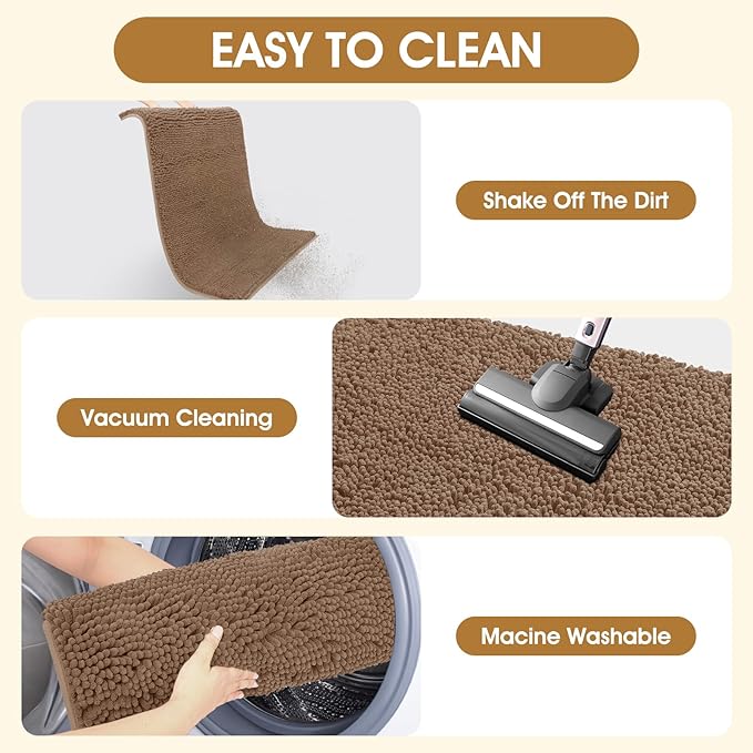 4 Pieces Muddy Door Mats for Dogs, 30" X 20" Chenille Absorbent Doormat, Trap Dirt Non Slip Heavy Indoor Doormat Soft Dog Bed Mat Front Inside Door Mat for Indoor Outdoor Entrance,Camel