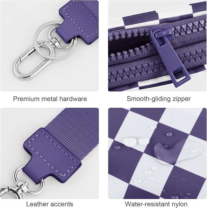 Checkered WristleWallets for Women, RFID Wallet Crossbody with 4 Zippers, Credit Card Holder Cell Phone Organizer