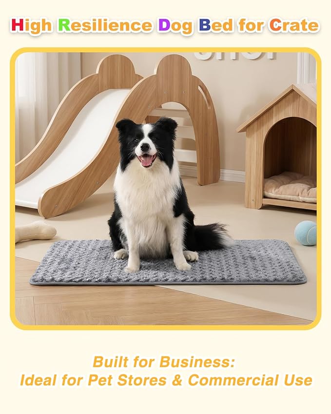 Small Dog Bed for Crate High Resilience Foam Crate Pad Mat for Medium Dogs Washable Anti-Slip,23" x 17",Dark Gray