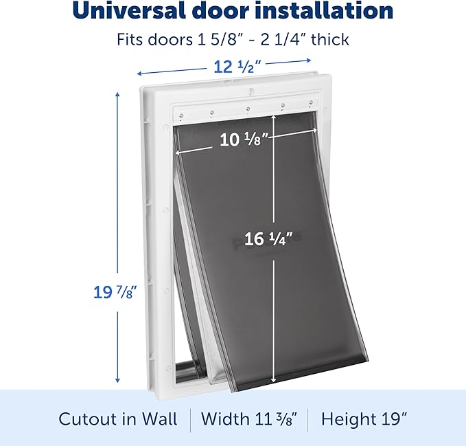 PetSafe Extreme Weather Aluminum Pet Door - Energy-Saving Thermal Barrier Pet Flap with Slide-in Door Locking & Secure Flap Cover - Plastic Frame - for Dogs Up to 220 lb - Large