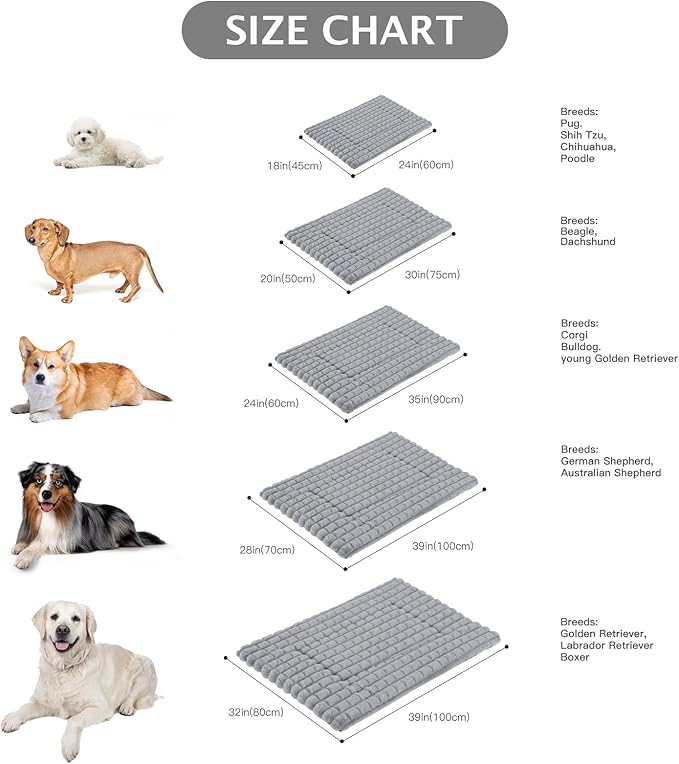 BVAGSS Dog Bed Washable Crate Mattress,Anti-Slip Memory Foam Soft Warm Pet Cushion for Small Medium Dogs, Calming Fluffy Sleeping Kennel Pad XH082 (30''x20'',Grey)