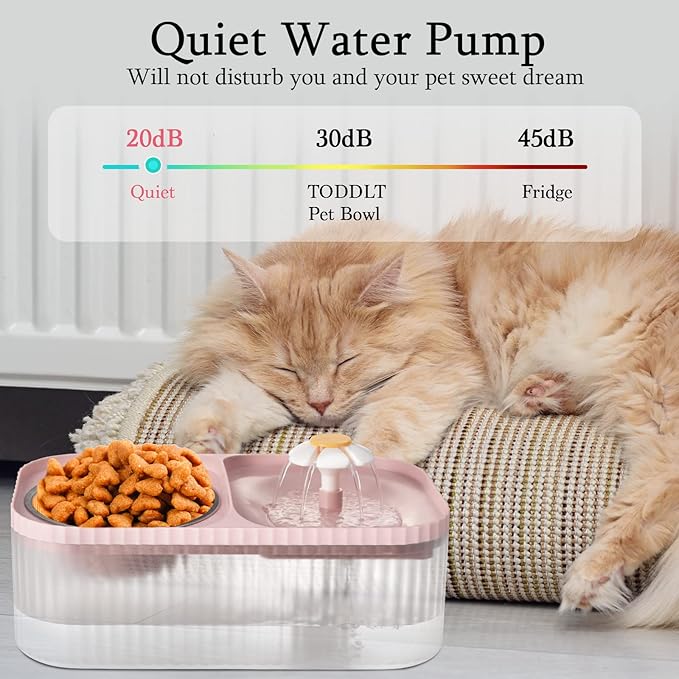 TODDLT Cat Water Fountain, Ultra Silent Pet Fountain 100oz/3L with Cat Bowl, Automatic Dog Water Dispenser with Smart Pump for Cats, Small to Medium Dogs