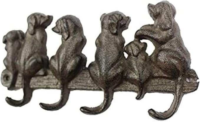 Handcrafted Nautical Decor Cast Iron Dog Wall Hooks 8" - Decorative Hook - Dog Home Decoration
