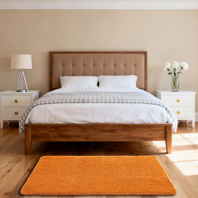 Orange Bathroom Rugs 40"x60" – Oversized Plush Non-Slip Microfiber Bath Mat, Absorbent & Washable – Ideal for Large Bathrooms or Living Rooms