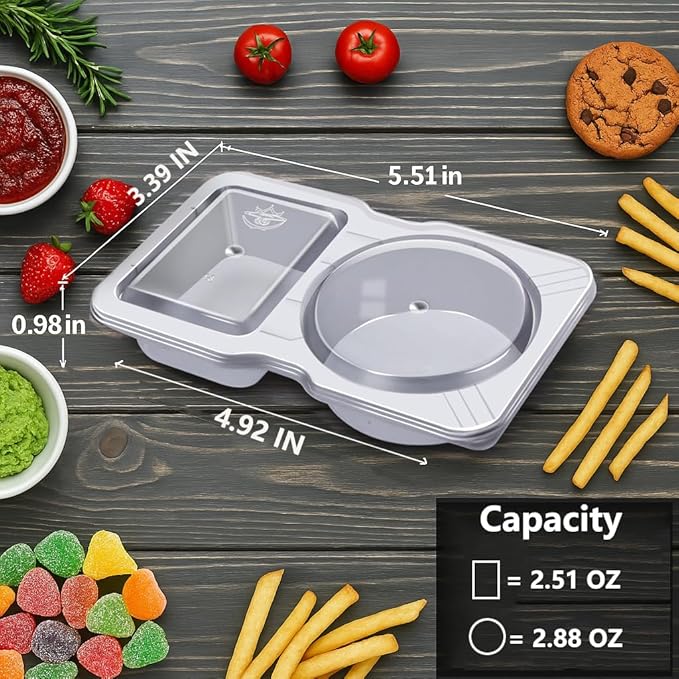 20 Sets Reusable Snack Containers Double Compartment Snackle Box Container with Lids - Leak-Proof BPA-Free Food Storage, Condiments Portion Control Dip Cups for Kids School Lunches, Meal Prep, Takeout