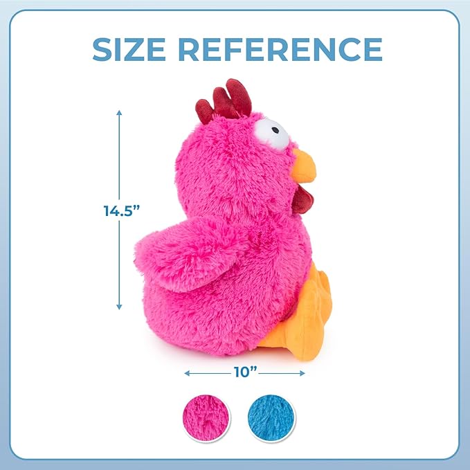 Best Pet Supplies Interactive Squeaky Dog Chew Toy, Ideal Dog Toys for Chewers, Small, Medium & Large Dogs, and Fetch Lovers - Cluck (Fuchsia), Large