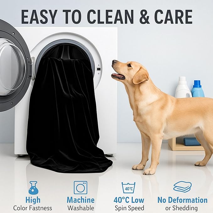 Waterproof Pet Blanket, Flannel Dog Blanket, Liquid Urine Leak-Proof, Furniture Protection Pads, Double-Sided, Large Space, Suitable for Small, Medium, Large Dogs, Cats, Black, M(57" x 40")