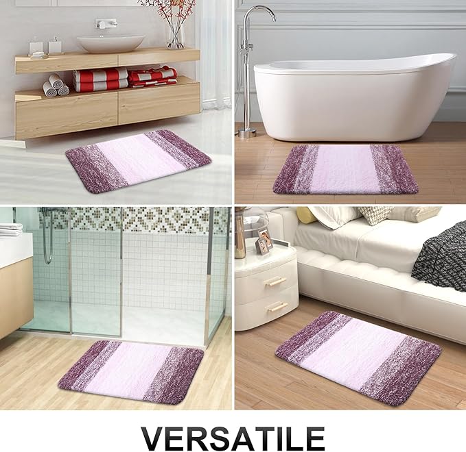 OLANLY Bathroom Runner Rugs 45x27, Extra Soft Absorbent Microfiber Bath Rugs, Rubber Backing, Quick Dry, Machine Washable Bath Mats for Bathroom Floor, Tub and Shower, Home Decor Accessories, Mauve