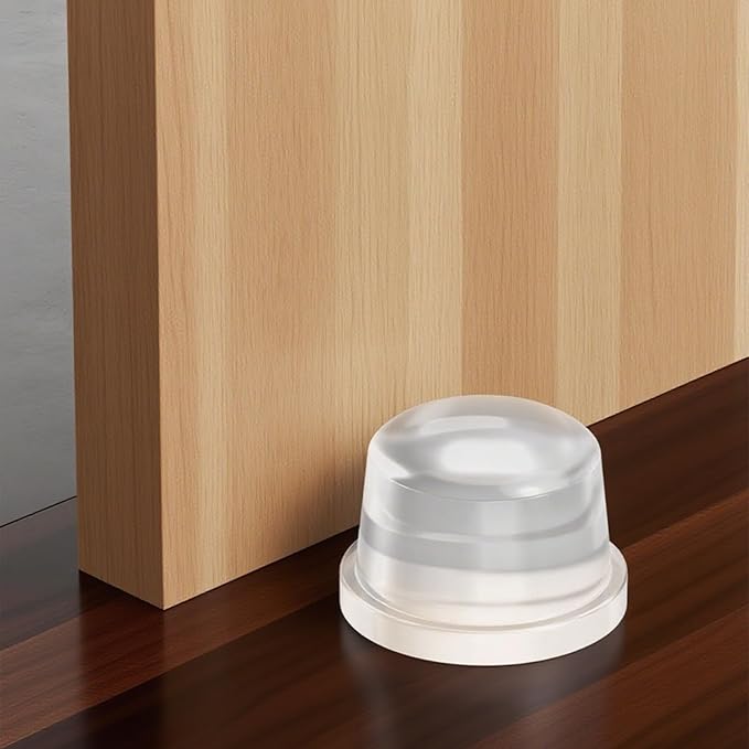 Upgraded Door Bumper 1.5" Clear Silicone | Self-Adhesive Door Knob Wall Protector |Large Rubber Door Stops for Wall Protection & Noise Reduction | 2 Pack