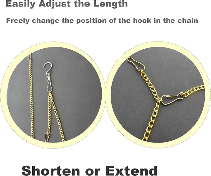 10 Pcs Fine Hanging Chain(1.2mm Dia.) Small Hang Bracket Decorative Replacement Link Chains Hooks for Sign Planter Bird Feeders,10 inch Long Gold Metal Chains and 5 Pcs Swivel S-Hooks