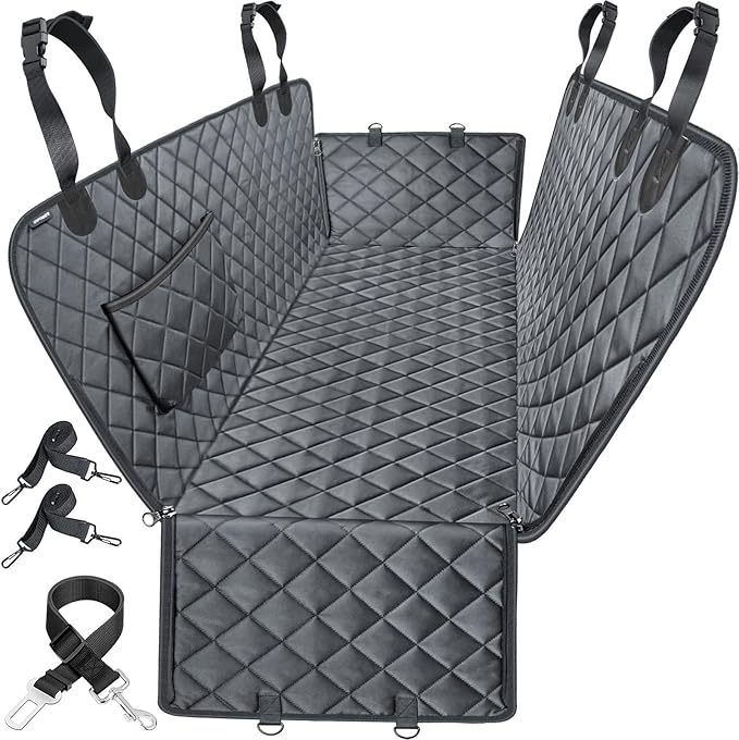 URPOWER Dog Car Seat Cover for Pets 100% Waterproof Hammock 600D Heavy Duty Scratch Proof Nonslip Durable Soft Back Seat Covers for Cars Trucks and SUVs
