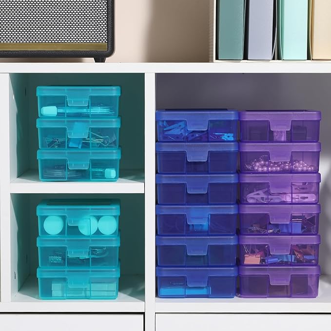 novelinks 18 Pack Small Plastic Storage Containers Clear Arts & Crafts Storage Boxes & Organizers Stackable Small Containers With Lids For Organizin (Set 4)