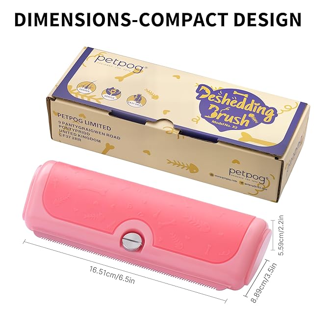 Gentle Deshedding Brush for Dogs & Cats – Wide Shallow Comb for Loose Hair – Safe for Sensitive Skin – Pink