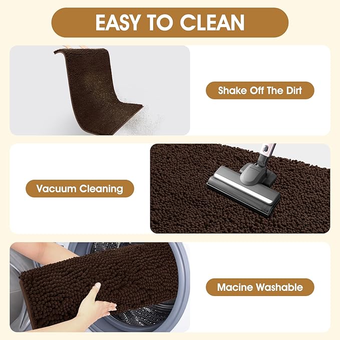Extra Large Dog Door Mats for Muddy Paws, 60" x 36" Chenille Absorbent Mud Mat for Dogs, Non Slip Heavy Dog Rugs For Muddy Paws, Soft Indoor Door Mat for Entryway, Mud Paw, Inside Floor, Brown