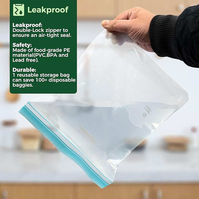 SPLF 20 Pack Reusable Snack Bags Dishwasher Microwave Safe, BPA Free Extra Thick Leakproof Reusable Food Storage Bags Silicone Free Snack Pouch For Women & Men
