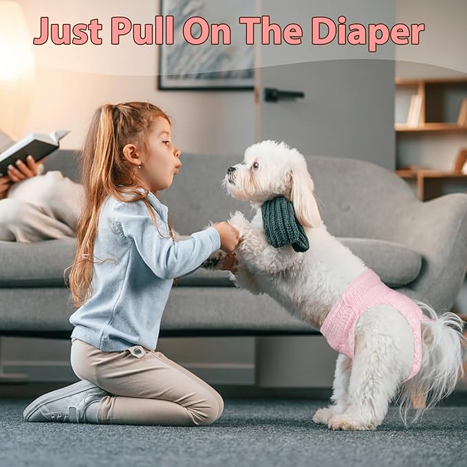 Ambreview Disposable Dog Diapers Female, Just Pull It Up, Doggie Diapers for Female Dogs, Strong Absorbency | Leak Proof, for Dogs in Heat | Elderly | Disabled, L 100 PCS